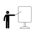a pictogram of a human figure, an interactive whiteboard, a business presentation. online conference Royalty Free Stock Photo